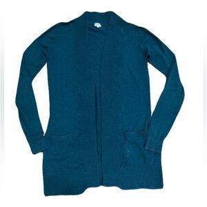 Kismet women’s small open cardigan, long sleeve, dark teal